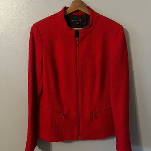 Lafayette 148 Red Zippered Blazer Wool Blend Size 8